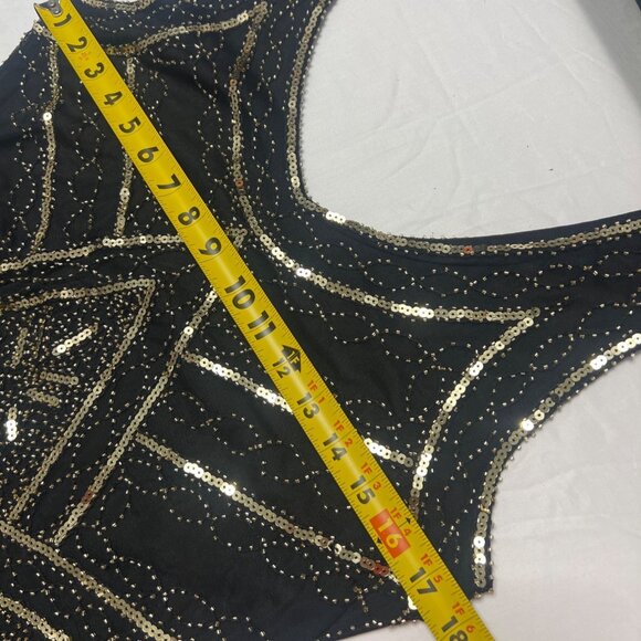 Flapper Costume Set Size Medium Gold and Black Sequins Costume Set Size Medium - Picture 8 of 10